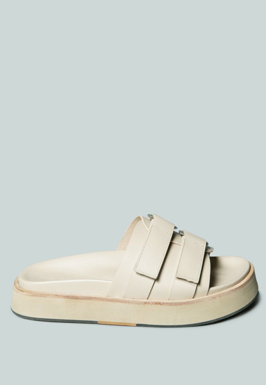 Ss'22 * | Rag & Co X Flats Aniston Buckled Flatform Slip-On Sandal Nude