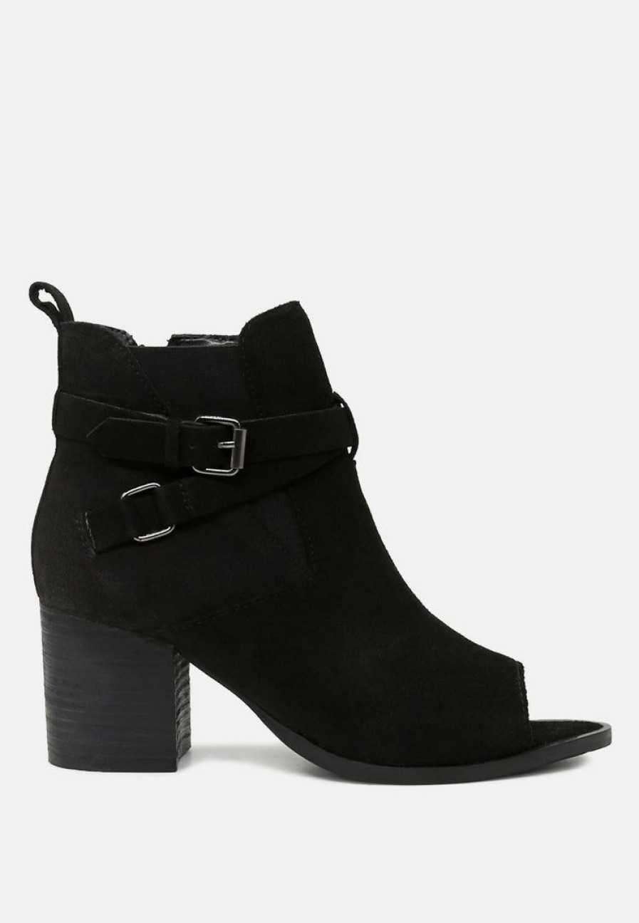 Boots * | Rag & Co Bria Peep Toe Ankle Boots Black