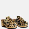 Ss'22 * | Rag & Co Prunus Buckled Suede Round Toe Mule Clogs Leopard