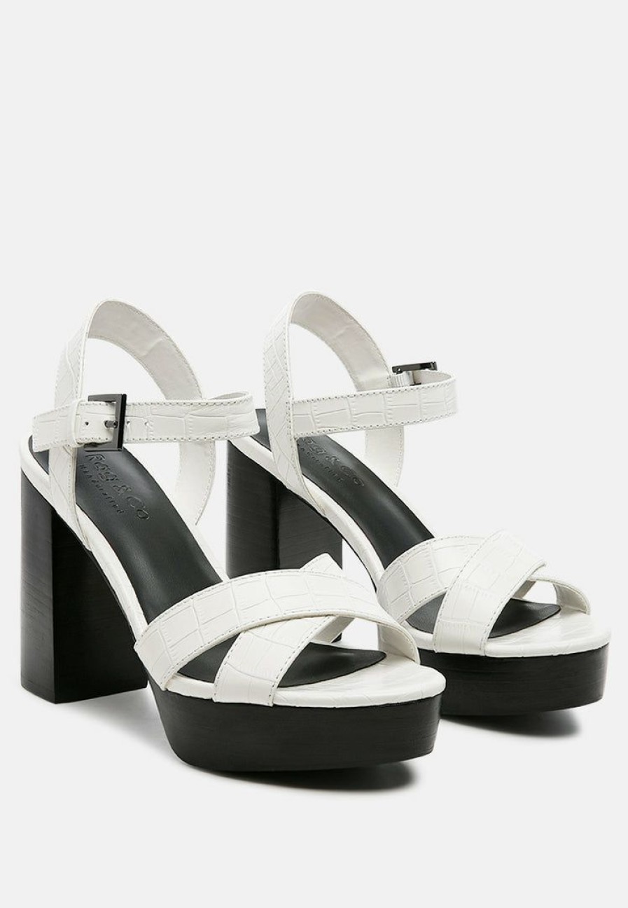 Ss'22 * | Rag & Co Ss'22 Chypre High Heeled Block Sandal In White