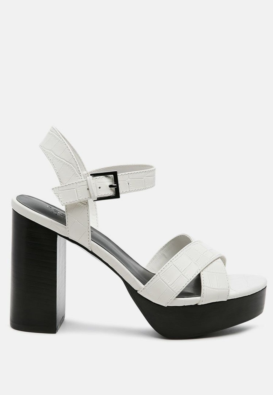 Ss'22 * | Rag & Co Ss'22 Chypre High Heeled Block Sandal In White