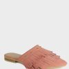 Flats * | Rag & Co Flats Marissa Marissa Suede Fringe Mules Pink