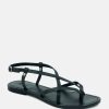 Ss'22 * | Rag & Co Flats Rita Strappy Flat Leather Sandals Black