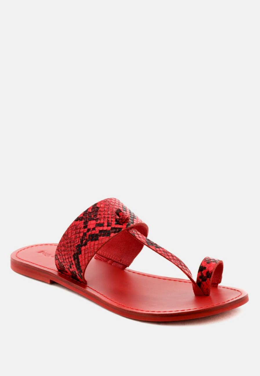 Ss'22 * | Rag & Co Flats Leona Print Thong Flat Sandals Snake