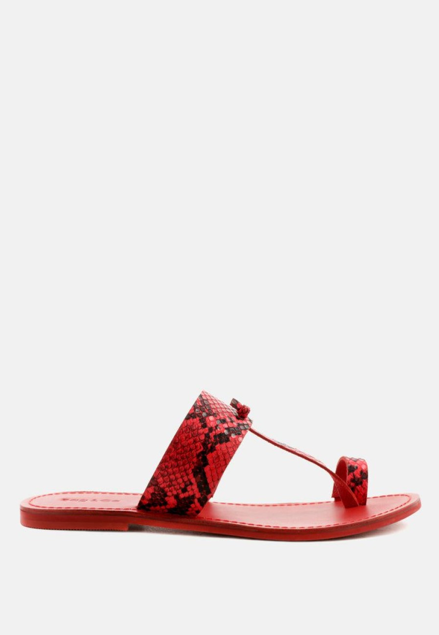 Ss'22 * | Rag & Co Flats Leona Print Thong Flat Sandals Snake