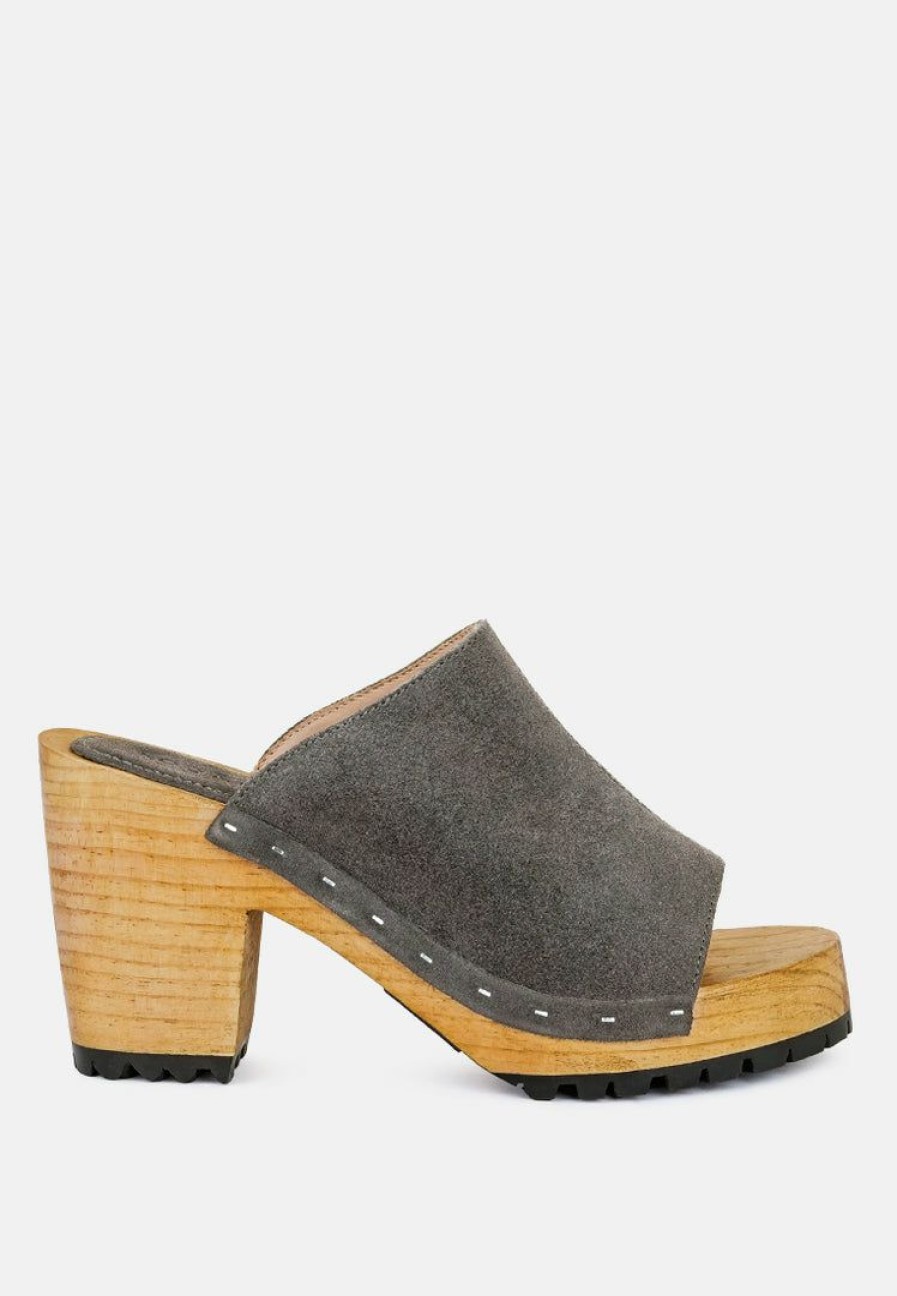 Ss'22 * | Rag & Co Jarrah Suede Slide Clogs Grey