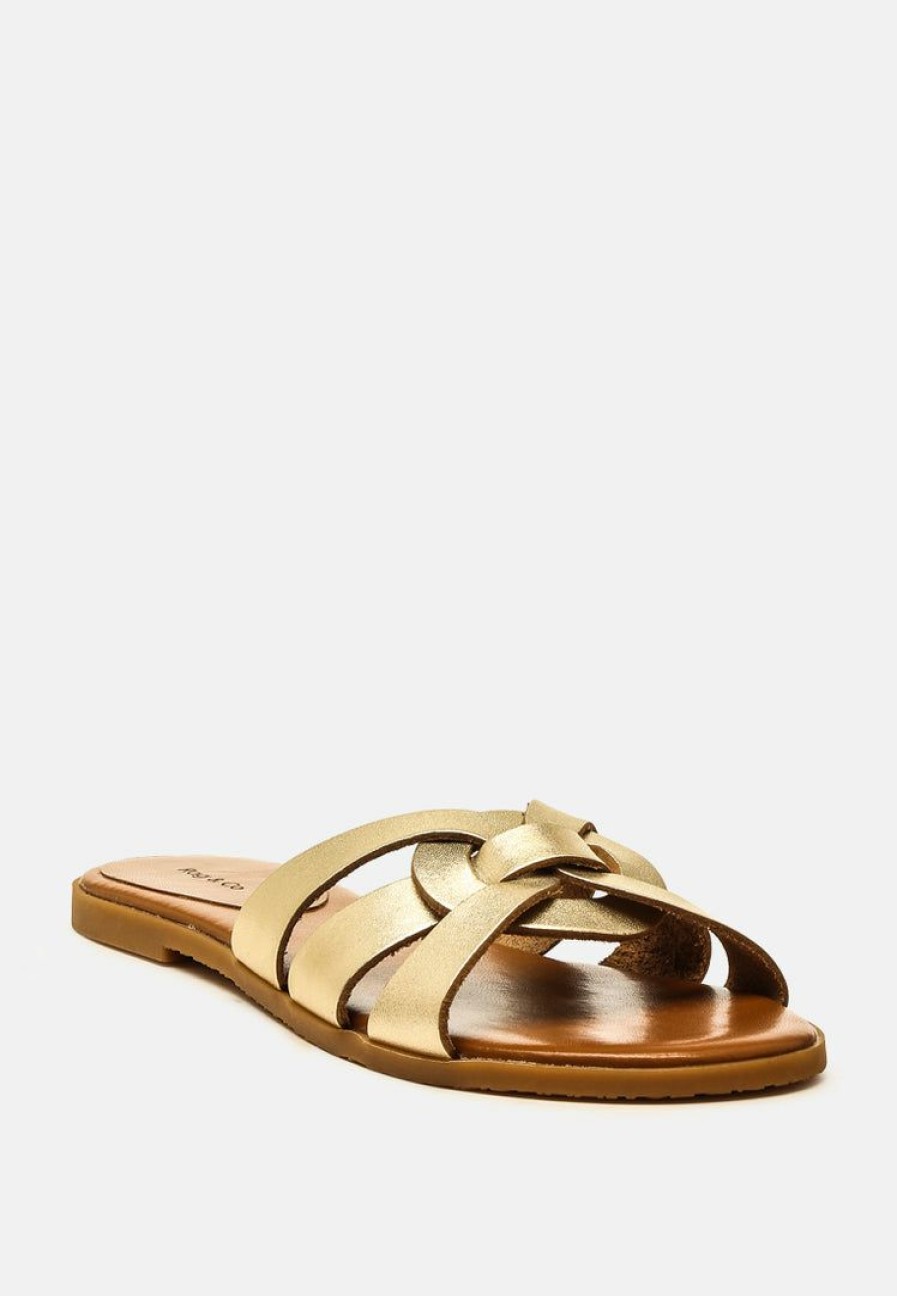 Ss'22 * | Rag & Co Flats Aris Strappy Slip-On Sandal Gold