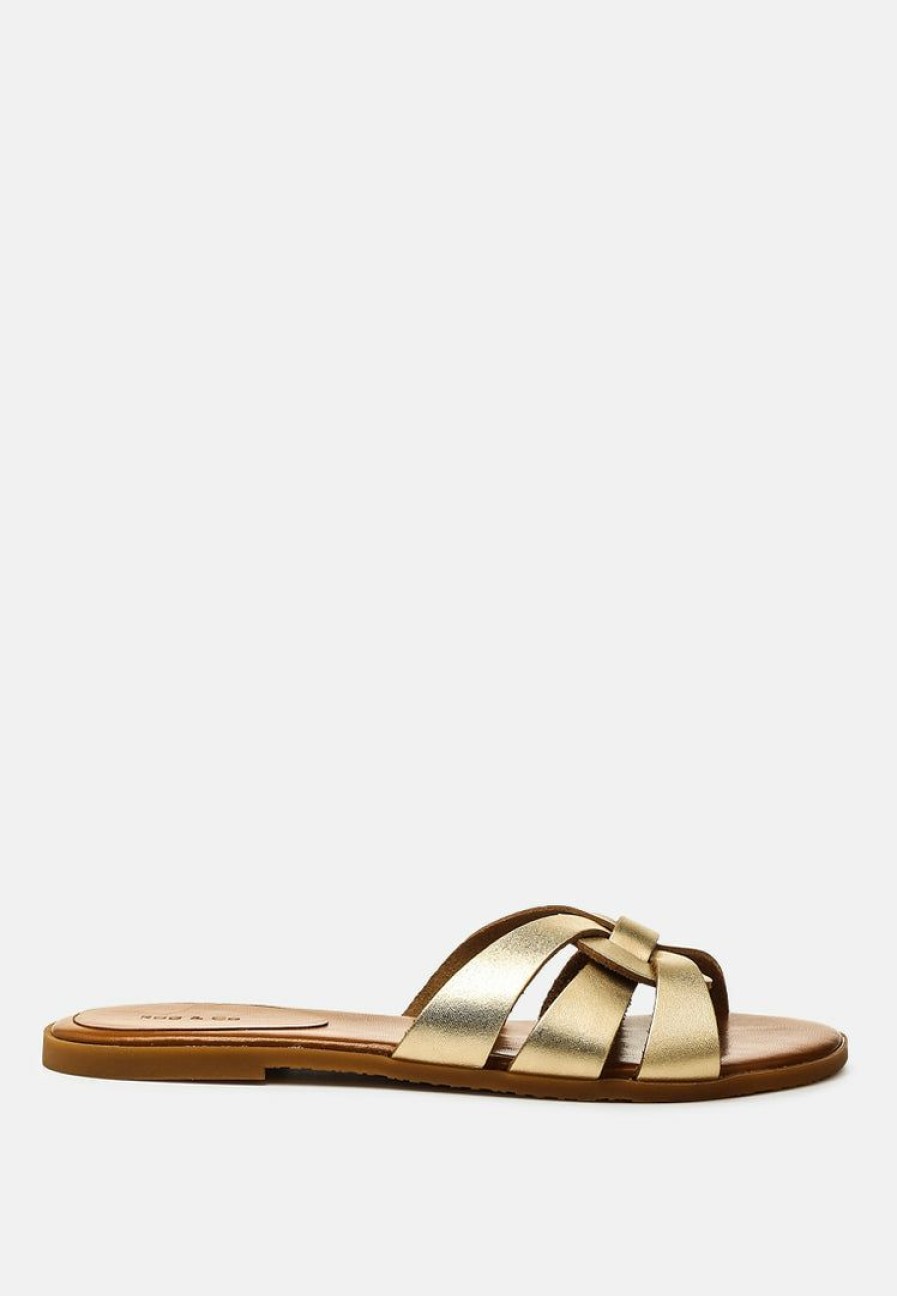 Ss'22 * | Rag & Co Flats Aris Strappy Slip-On Sandal Gold