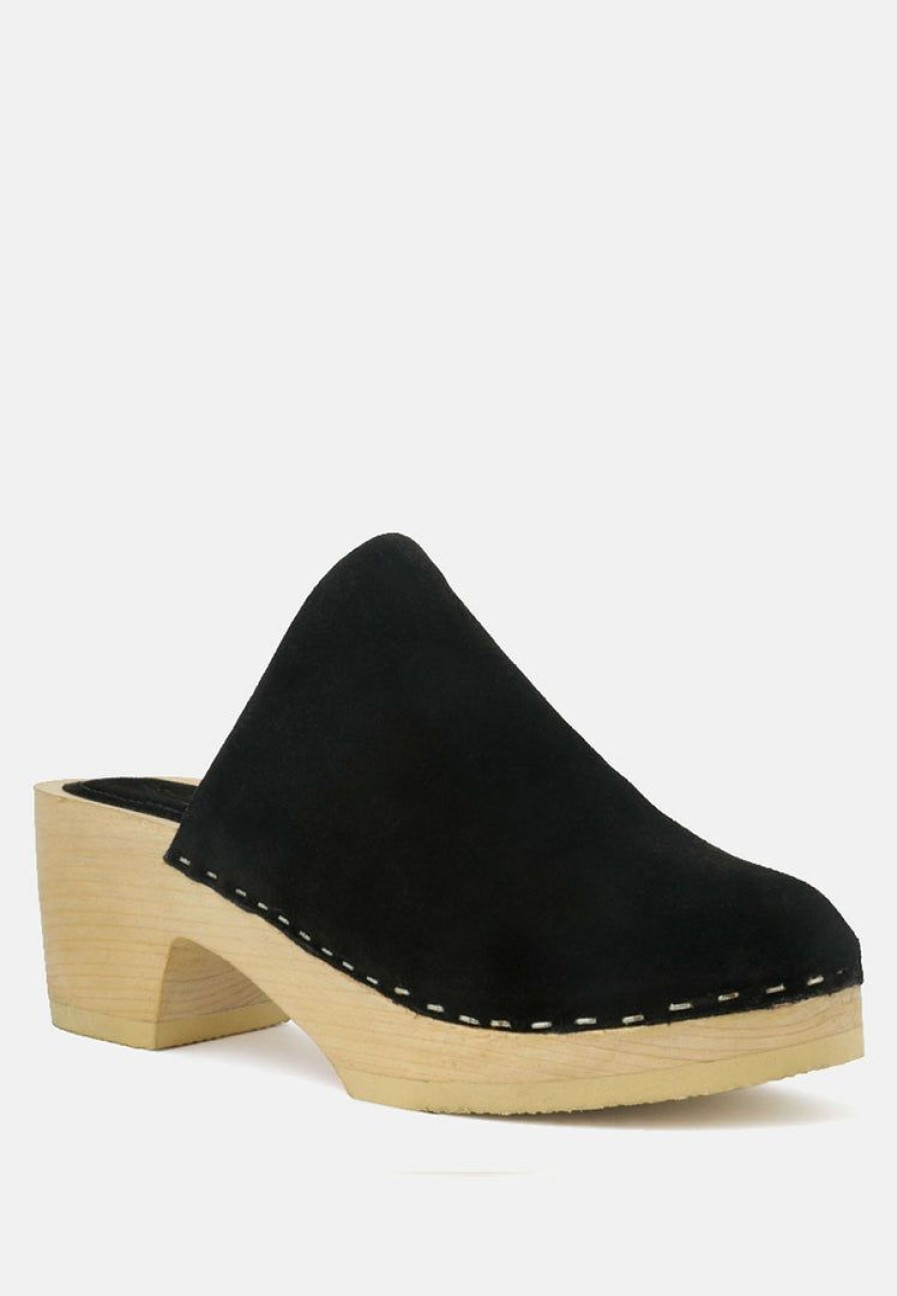 Ss'22 * | Rag & Co Darcie Suede Clogs Ss'22 Black