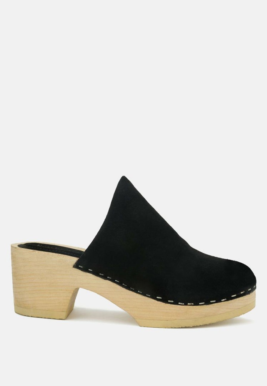 Ss'22 * | Rag & Co Darcie Suede Clogs Ss'22 Black