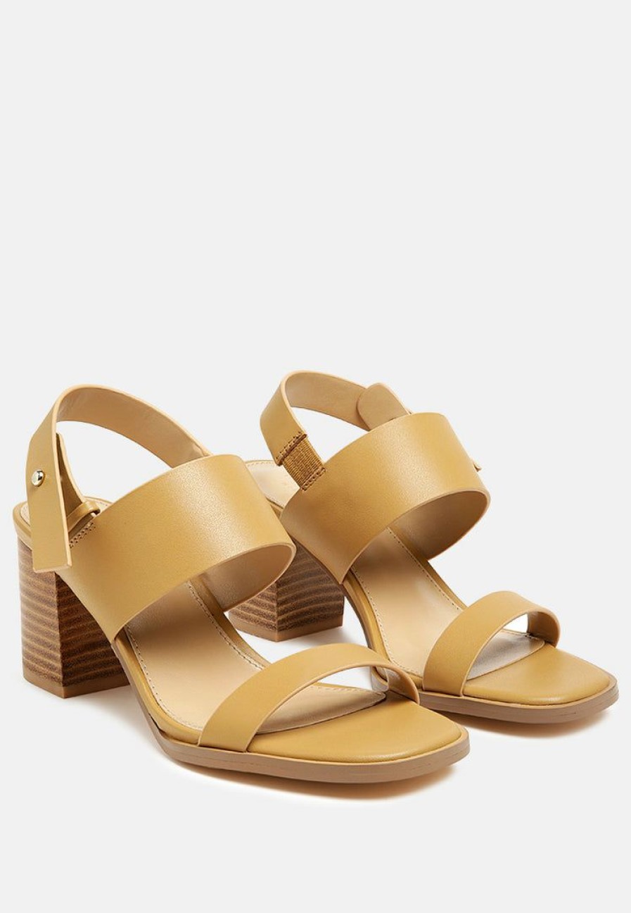 Ss'22 * | Rag & Co Gertude Slingback Block Heel Leather Sandal In Ss'22 Tan