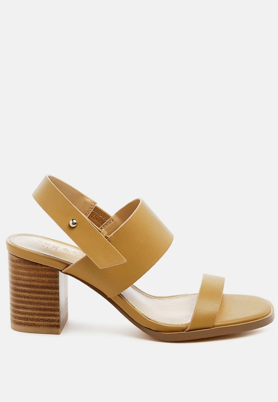 Ss'22 * | Rag & Co Gertude Slingback Block Heel Leather Sandal In Ss'22 Tan