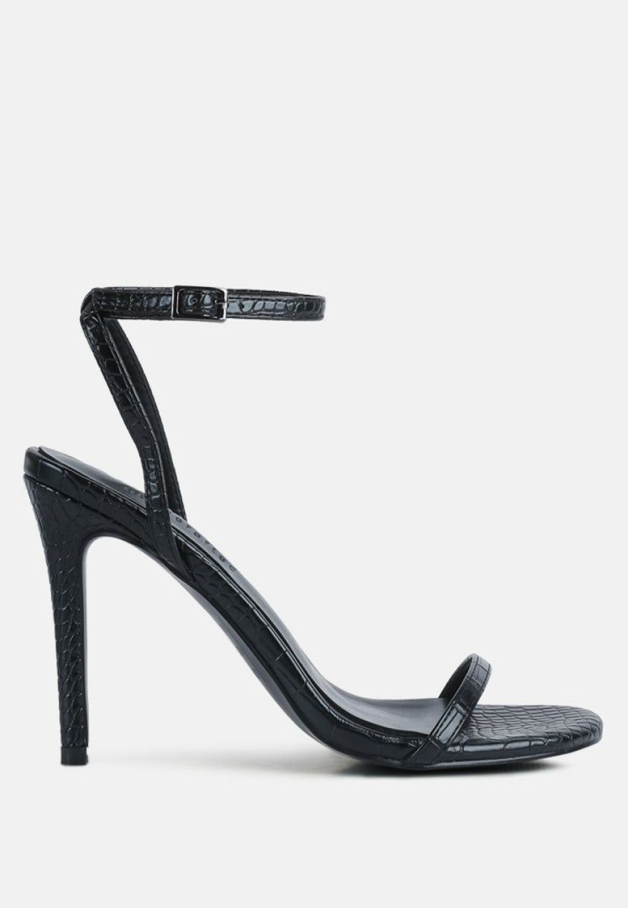 Sandals * | Rag & Co Blondes Croc High Heeled Sandal Sandals Black